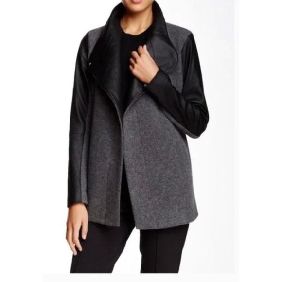 Theory Naomo Wool/Leather/Cashmere Combo Coat - Picture 1 of 13